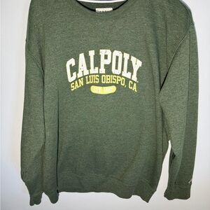 Cal Poly SLO Crewneck Sweatshirt — Green w/ White & Yellow Lettering